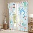 thumbnail image 3 of Homewish Kawaii Dolphin Octopus Black Out Curtains for Kids, Cute Ocean Whale Fish Curtains Pack of 2 (42x63 Each), Cartoon Sealife Bedroom Curtains, Black Out Curtains Room Decor, 3 of 6
