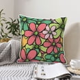 thumbnail image 2 of Velvet Decorative Throw Pillow Covers Set of 2, Soft Square Cushion Cover with Invisible Zipper Cartoon Colorful Floral Printing, 20"x20", 2 of 7