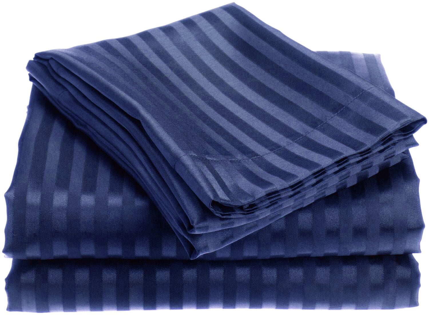Premium Hotel Quality 3 Pc. Striped Bed Sheet Set Twin, Navy