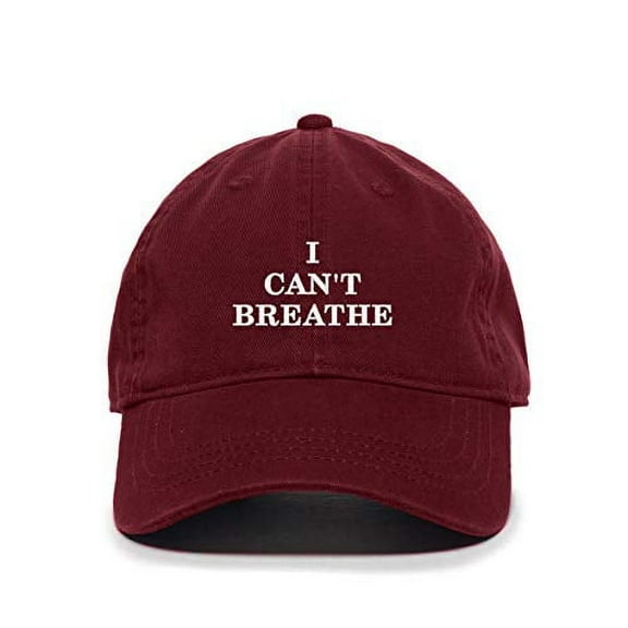 Tech Design I Can't Breathe Baseball Cap Embroidered Cotton Adjustable Dad Hat Burgundy