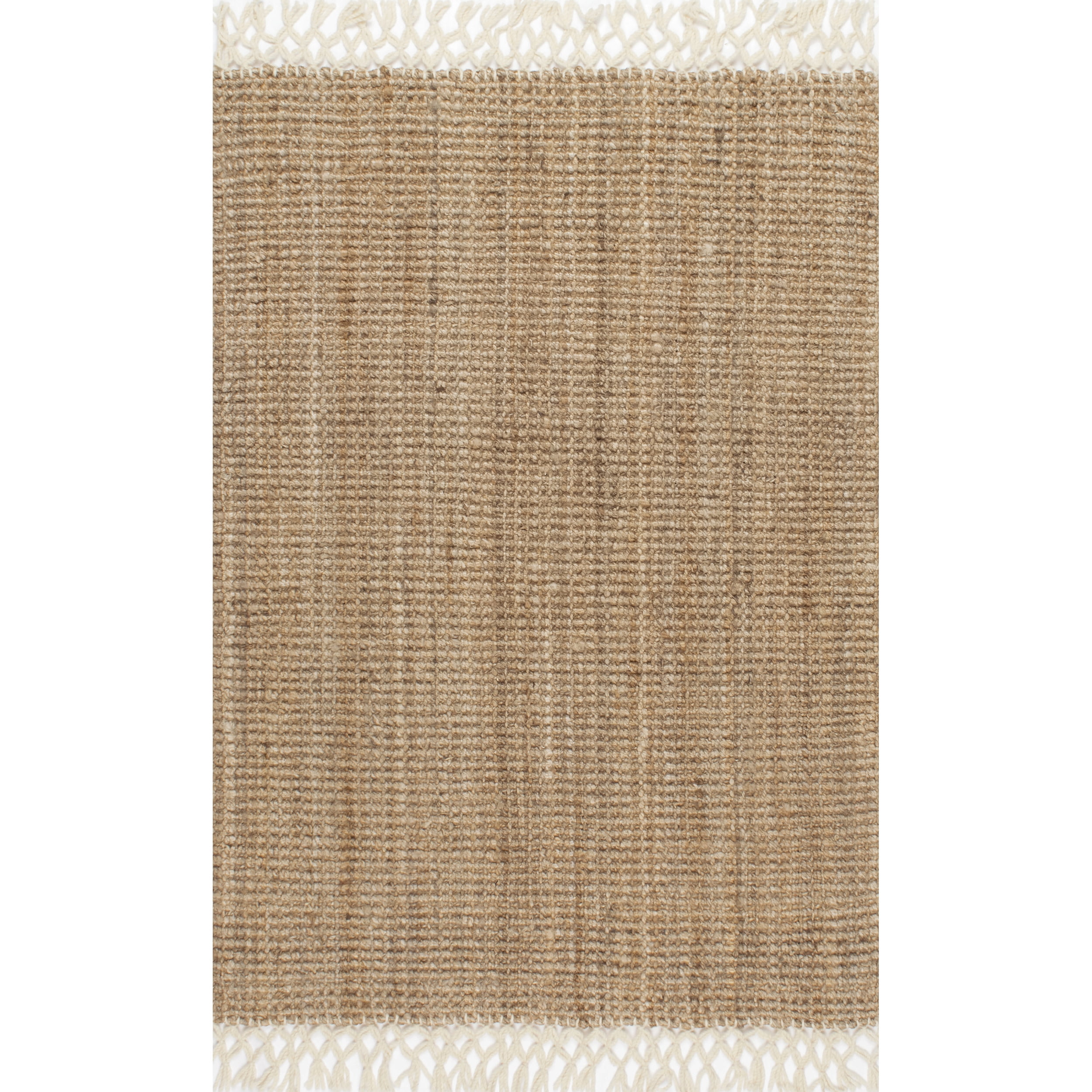 nuLOOM Raleigh Jute Tasseled Natural 3' x 5' Farmhouse Area Rug