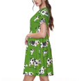 thumbnail image 2 of Easygdp Cows With Calfs Green para Vestido Transpirable de Mujer, Vestido Suelto de Manga Corta con Pliegues y Bolsillos para el Verano, 2 of 6
