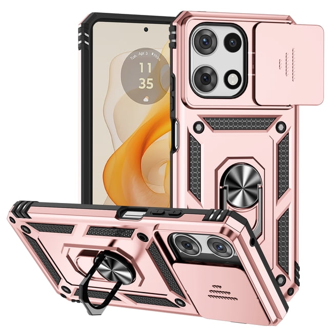 ShellTech Case for Motorola Moto G Stylus 5G 2025,Shockproof TPU+PC Case Ring Holder Kickstand Military Drop Protection Cover,Rosegold