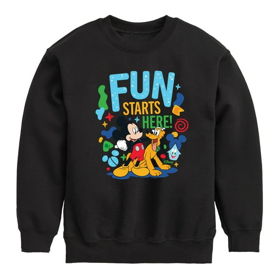 Disney Jr - Fun Starts Here Mickey Pluto - Toddler & Youth Crewneck Fleece Sweatshirt