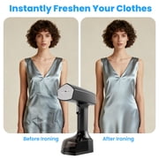 Steamer for Clothes, 1500W Portable Handheld Garment Steamer with Powerful Steam, 15s Fast Heat-up & 3 Steam Settings, 350ml Removable Tank, Black