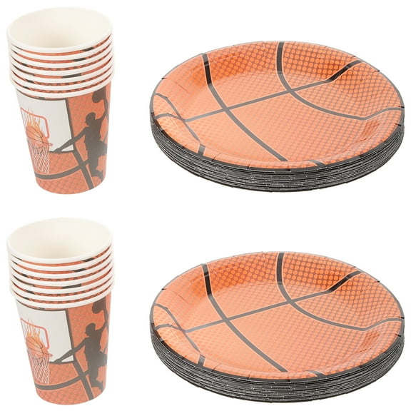 FOLOYORI Party Paper Plates Cups Orange 40Pcs 7Inch Round Disposable Set