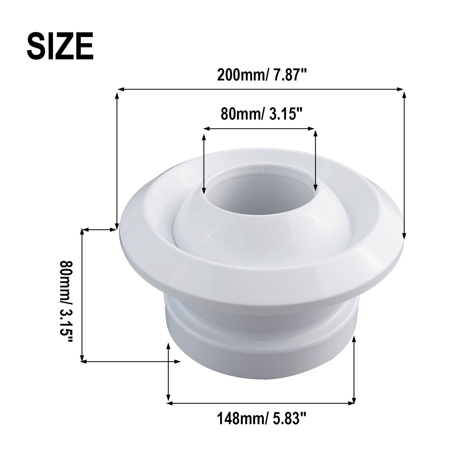 6Inch Round Air Vent Adjustable Rotatable Ball Jet Air Diffuser Soffit Vent Ventilation Ducting Hose Louver Wall Ceiling Mounted