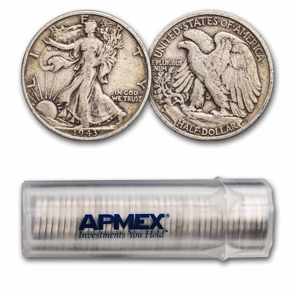 1943-S Walking Liberty Halves 20-Coin Roll Avg Circ