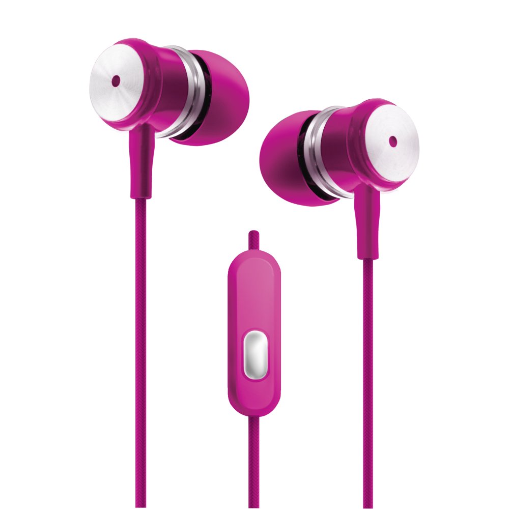 Pink Chrome Earbuds W/microphone
