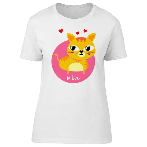 Cute Cat In Love Cartoon Tee Women's -Image by Shutterstock
