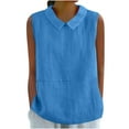 thumbnail image 2 of FDGIU Women's 2025 Summer Linen Shirts - Sleeveless Button Down Blouse, V-Neck Linen Tank Tops for Work/Casual, 2 of 5