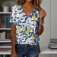 thumbnail image 2 of Blusa Zhyaj de manga corta con cuello en V y estampado floral bohemio para mujer, 2 of 5