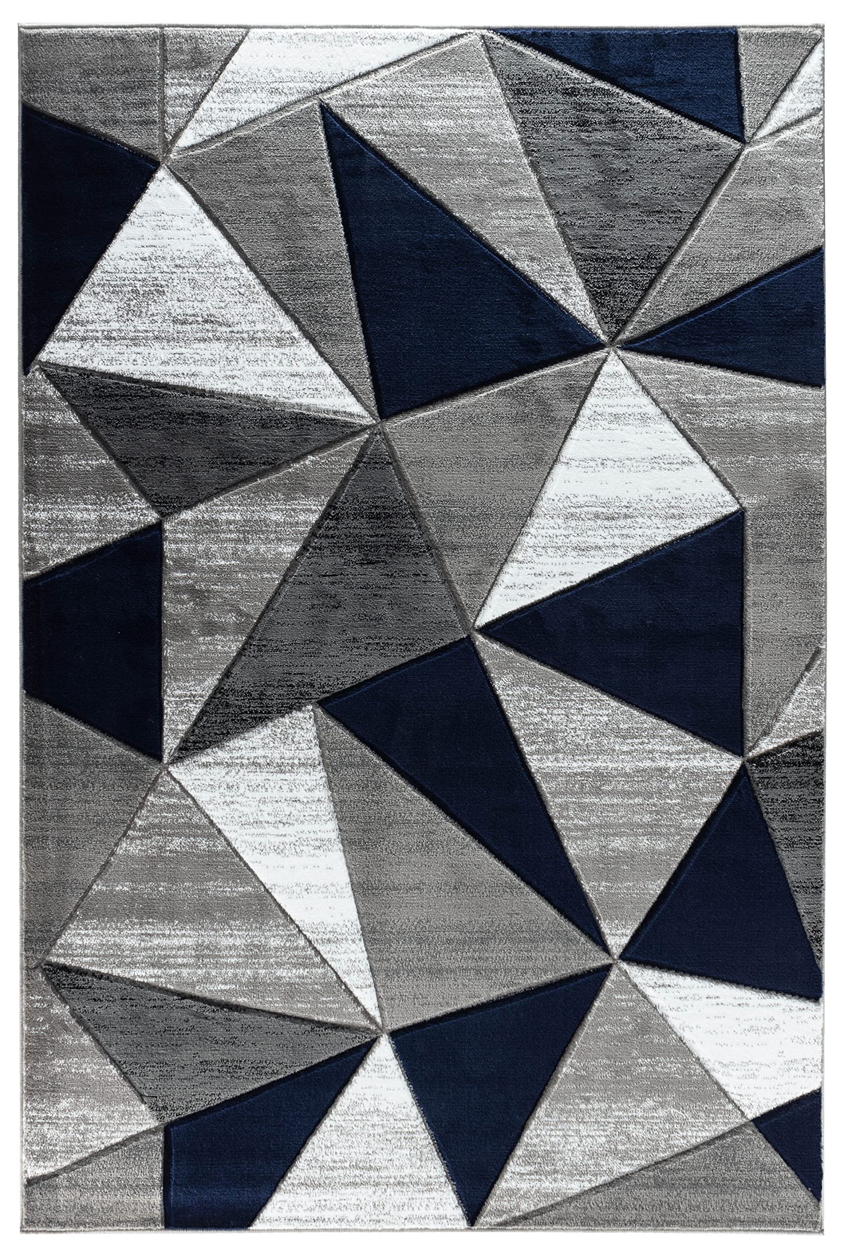 GLORY RUGS Area Rug 8x10 Traingle Navy Modern Geometry Soft Hand Carved