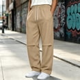 thumbnail image 2 of MXALUOB Open Bottom Sweatpants Men Straight Leg Drawstring Athletic Pants Full Length Loose Fit Pleated Fashion Pant Gym Running Trousers, 2 of 6