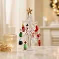 thumbnail image 4 of Mini Glass Christmas Tree Set with Detachable Hanging Ornaments, Festive Tabletop Decoration for Home Office Desk Mantel Holiday Party, 4 of 7