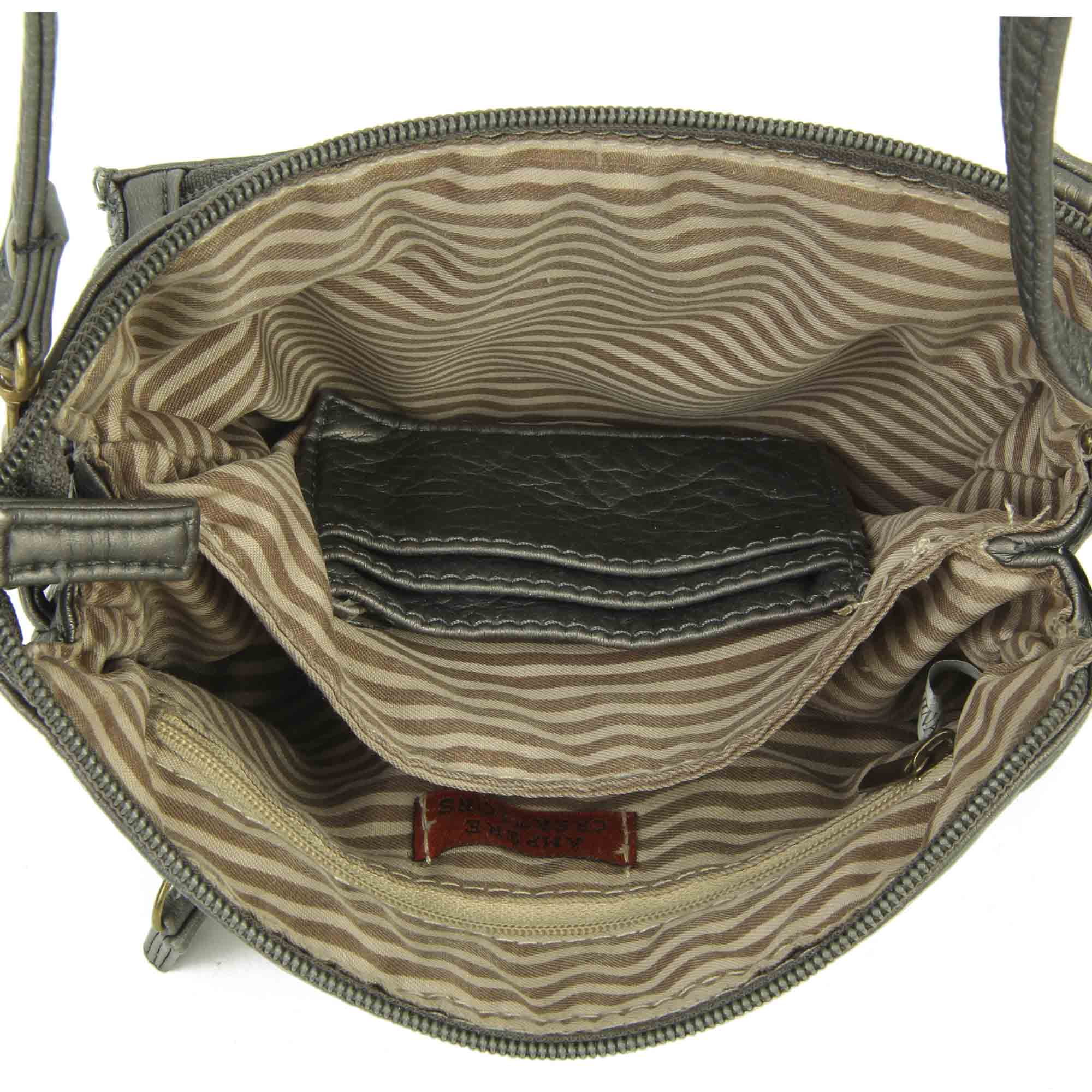 The Anita Women Wristlet Multi Functional Crossbody Soft Vegan Leather Bag by Ampere Creations - Dark Silver