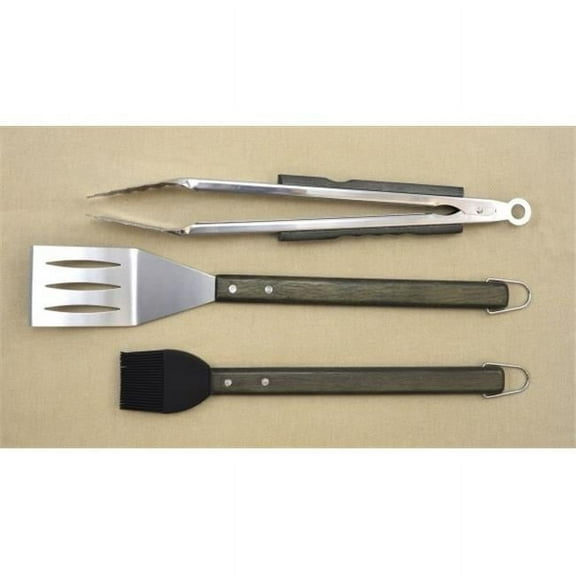 Charcoal Companion CC1000 Oval Pro Chef Espresso Barbecue Tool Set, 3 Piece