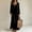 Black, variant on Women Fall Winter Velvet Round Neck Maxi Dress Long Sleeve Loose Solid Chic Elegant Casual Everyday Purple XL(XL)