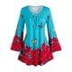 thumbnail image 1 of Camiseta con Estampado de Mariposa en Talla Extra con Mangas de Campanilla Rosegal  Mangas largas de talla grande, 1 of 5