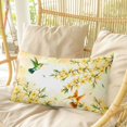 thumbnail image 4 of Watercolor Floral Pillow Covers, Linen Long Throw Pillow Case, Yellow Flower Hummingbirds Botanical Spring Holiday Pillow Protector Decorative Cushion Cover for Living Room/Bedroom 20" x 26", 4 of 8