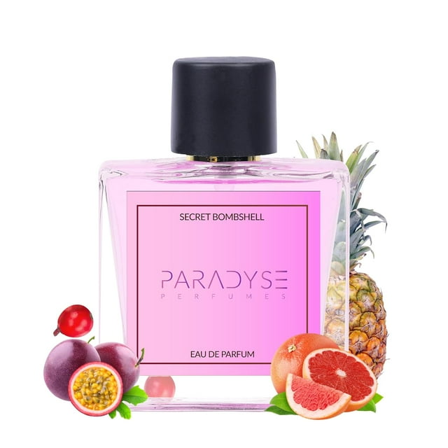 Paradyse Perfumes Secret Bombshell Eau de Parfum pour Femmes 50ml, 1.7 Fl.oz. / Parfum Fort et Longue Durée Jour & Nuit pour Filles - avec Fruit de la Passion, Baies Rouges & Notes Boisées / Cadeau de Luxe pour Femme