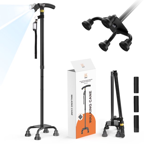 KEKOY Quad Cane for Walking Adjustable Walking Canes for Women with 4