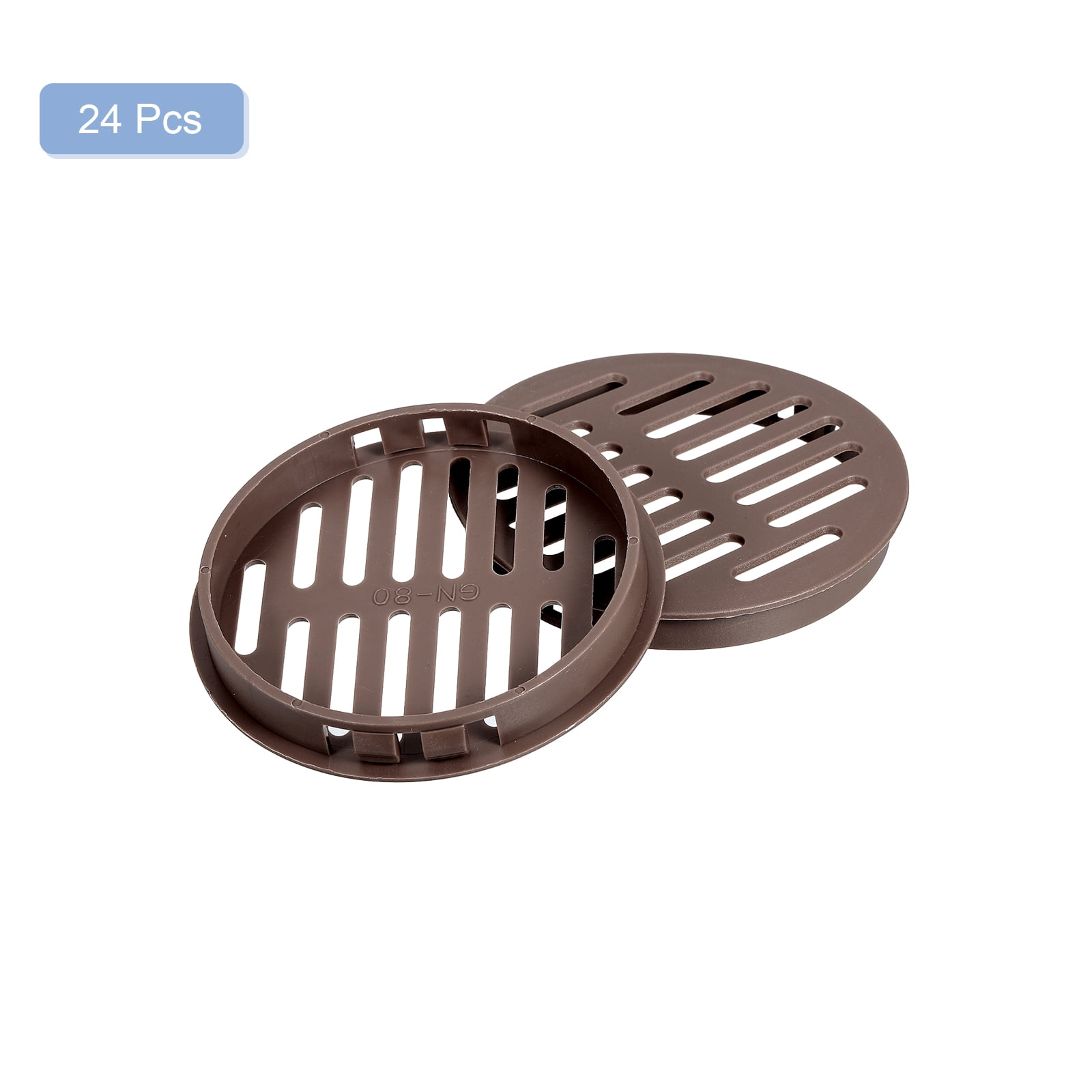 Uxcell 24Pcs 80mm/3.15" Circular Soffit Air Vents, Plastic Soffit Vent Cover, Round Mesh Hole Louver for Bathroom Kitchen Cabinet Wardrobe, Dark Brown