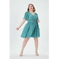 thumbnail image 2 of CASSIE LIZ Plus Size Dress For Women Floral V Neck Belt Tunic Dress Green Short Sleeves Casual Loose Fits Dress For Summer XL 14W 16W, 2 of 5