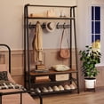 thumbnail image 4 of Gaderth Coat Rack Hall Tree With Shoe Storage Bench, 4 In 1 Entryway Organizer With 5/10 Hooks, Hanging Rod And 3 Tier Shoe Rack, Freestanding Metal Hall Tree For Hallway Front Door Mudroom, 4 of 6