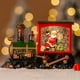 thumbnail image 4 of Adornos de Año Nuevo, adornos de trenes navideños iluminados, inyección de agua, luces LED para computadora, muñeco de nieve brillante/escena de Papá Noel dentro del muñeco de nieve Bronze Coffee JM Papelería, 4 of 5