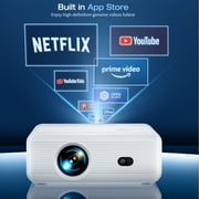 [Built-in APPs] ARTSEA Smart Projector with WiFi and Bluetooth,Tripod Including,2025 Upgrade Android TV OS,4K Support Native 1080P,Keystone Correction,Compatible with Smartphone/Laptop/TV Stick,White