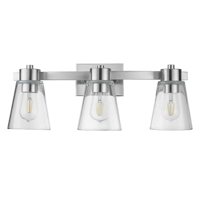 Prominence Home Fairendale 3 Light Brushed Nickel Bathroom Vanity Light with Clear Glass