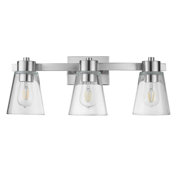 Prominence Home Fairendale 3 Light Brushed Nickel Bathroom Vanity Light with Clear Glass