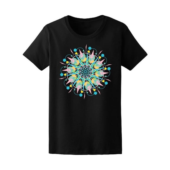 Bright Colorful Mandala Ornament T-Shirt Women -Image by Shutterstock, Female Large
