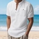 thumbnail image 4 of Ceisia Men's Slim Fit Short Sleeve Henley Shirt with Chest Pocket Casual Summer Top White XL Gifts, 4 of 9