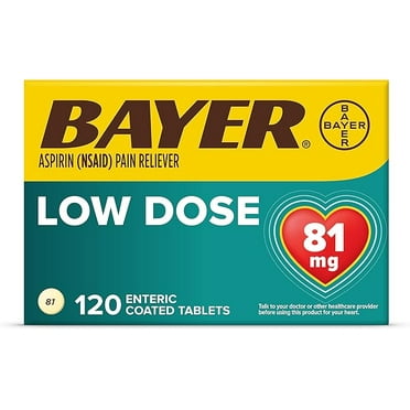 Bayer Aspirin Regimen , 81mg Enteric Coated Tablets, Pain Reliever/Fever Reducer, 120 Count