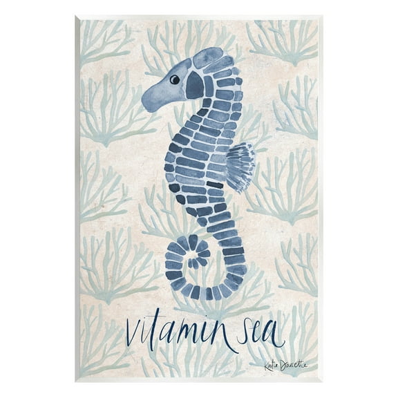 Stupell Industries Vitamin Sea Aquatic Pun Seahorse Graphic Art Unframed Art Print Wall Art, Design by Katie Doucette