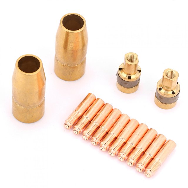 Boquilla 169715,14Pcs/set Juego de soldadura Boquilla Punta de contacto Mig Parts Fit Miller 2pcs169715 + 2pcs196716-10pcs000067