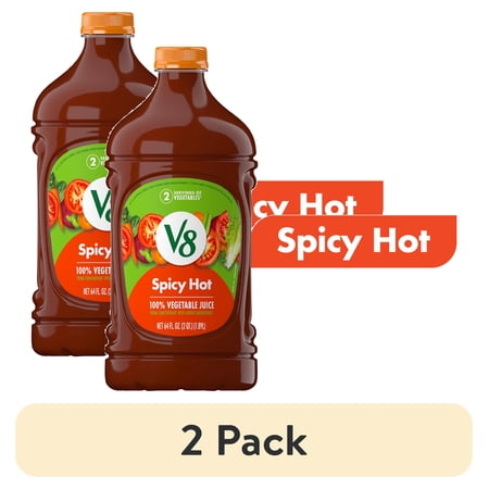 (2 pack) V8 Spicy Hot 100% Vegetable Juice, 64 fl oz Bottle