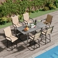 thumbnail image 3 of ELPOSUN Patio Swivel Bar Stools Chair of 6, Outdoor Bar Height Set, All Weather High Back and Armrest Rocking Stools & Bar Chairs for Backyard, Lawn Garden, Balcony and Pool, Brown, 3 of 6