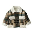 thumbnail image 2 of NAISIBABY Boys Fleece Jacket 7T, Long Sleeve Button-Up Plaid Lapel Winter Thicken Fashion Coat Khaki(1-13T), 2 of 3