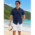 thumbnail image 2 of COOFANDY Men's Button Down Shirt Short Sleeve Casual Summer Beach Cotton Linen Wedding Shirts, 2 of 6