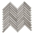 thumbnail image 2 of Sample - Taupe Gray White Oak Marble Stone Herringbone Mosaic Tile Kitchen Backsplash, 2 of 6