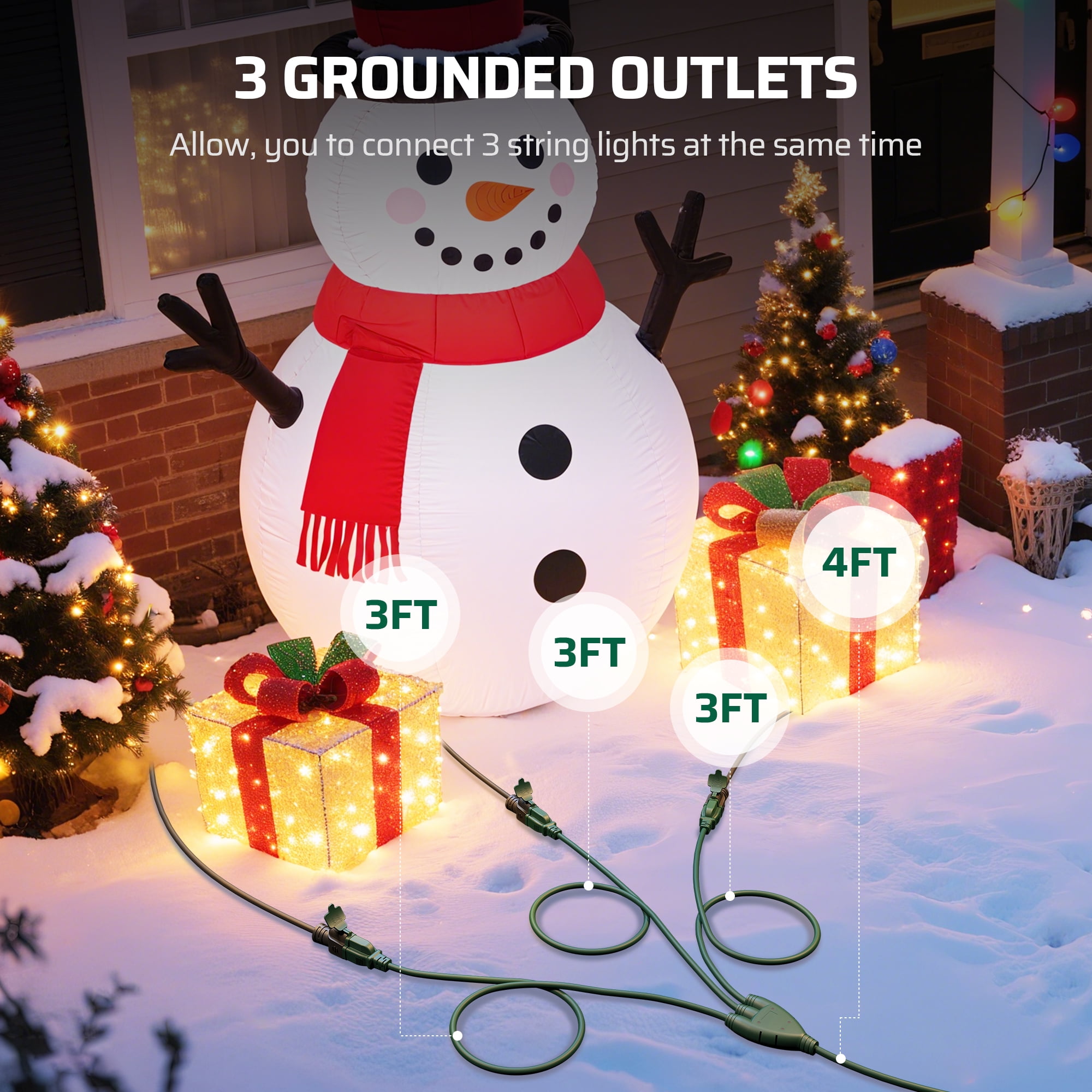 Dewenwils 13 Ft Outdoor Extension Cord 3-Outlet photo 5