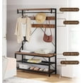 thumbnail image 5 of Large Coat Rack Shoe Bench, 4-in-1 Hall Tree Shoe Rack for Entryway, 3-Tier Storage Shelf and Hooks Removable, Industrial Accent Furniture with Heavy Duty Steel Frame, 5 of 9