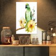 thumbnail image 1 of Parrot with Flowers Watercolor - Large Floral Painting Canvas, 1 of 3