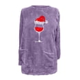 thumbnail image 4 of Pisexur Fuzzy Chandails de Noël pour Femmes Doublés en Molleton à Manches Longues à Col Rond Chandail d'Hiver Chaud Imprimé Verres de Vin Rouge Chandail de Noël à Enfiler Hauts avec Poches, 4 of 4