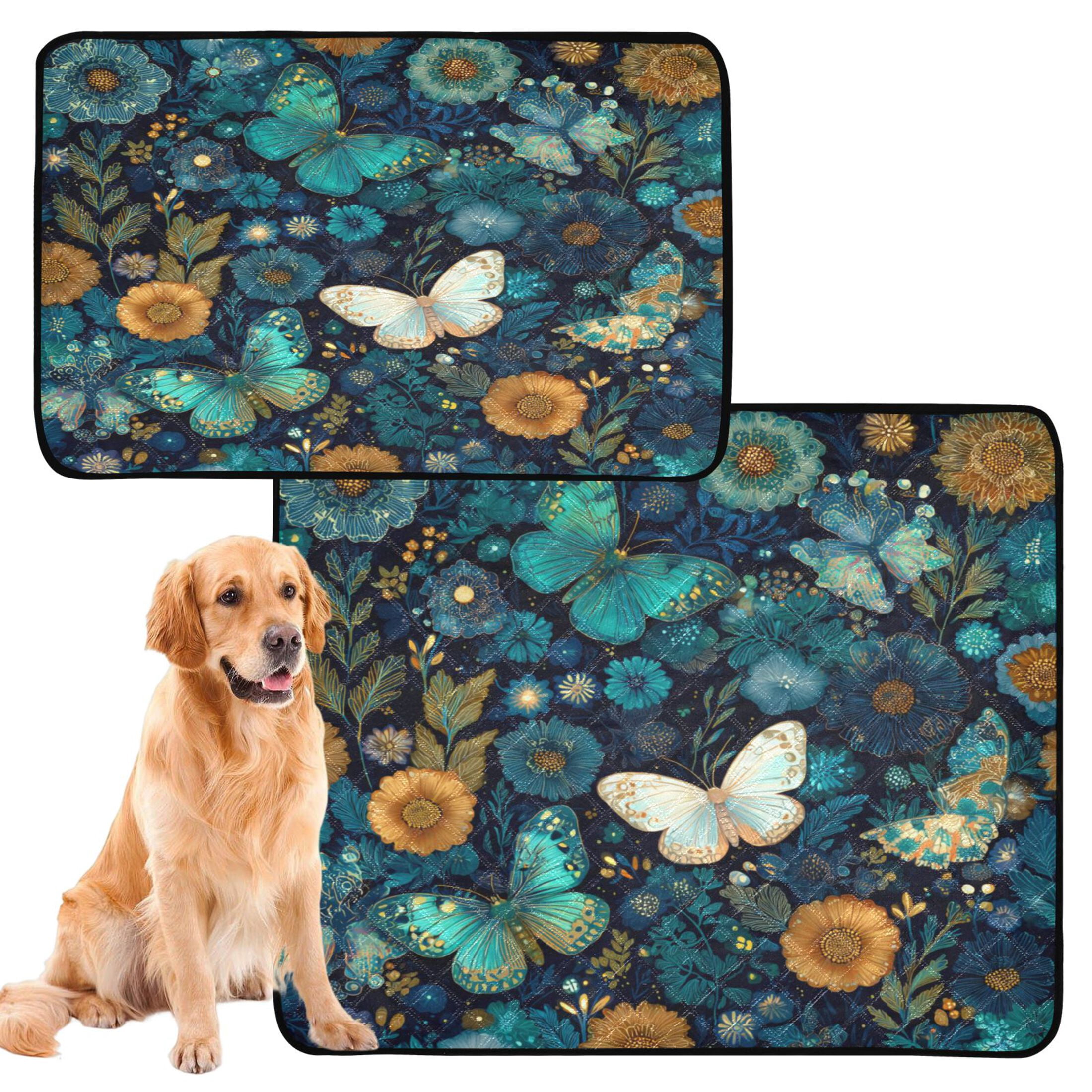 Qxltty Peacock Butterfly Cat litter Pads Pet Set of 3 Diaper Mats Center Anti-leakage Layer Absorbent Soft and Comfortable