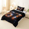 thumbnail image 2 of Manfei Sparkling Stars Print Twin Comforter Sets,Celestial Deep Galaxy Bedding Set,Black Orange Blue,Black Reversible,2pcs,1 Comforter and 1 Pillowcase, 2 of 7