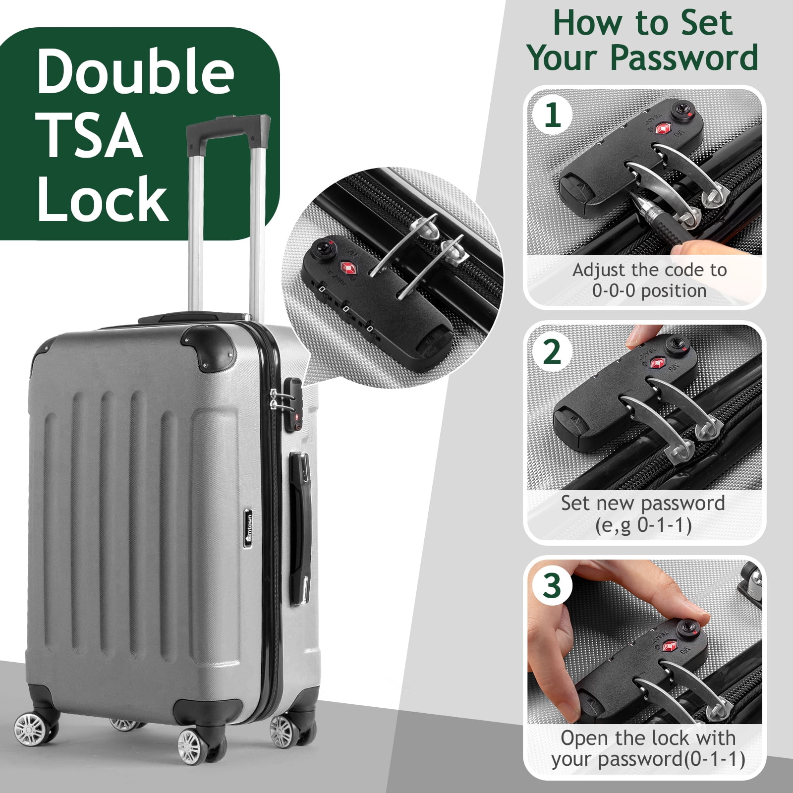 Zimtown Hardside Lightweight Spinner Orange 3 Piece Luggage Set with TSA Lock